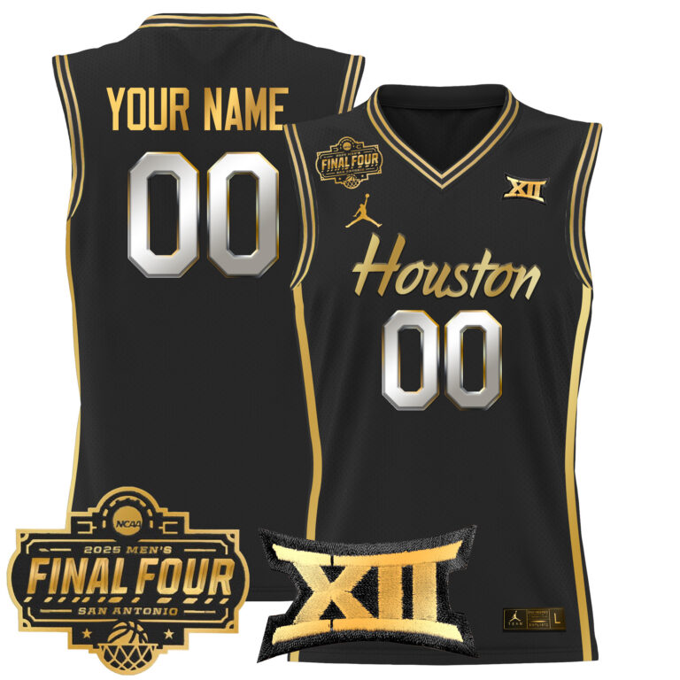 Men Houston Cougars #7 Uzan black 2025 Final Four Patch NCAA Custom Jerseys->customized ncaa jersey->Custom Jersey
